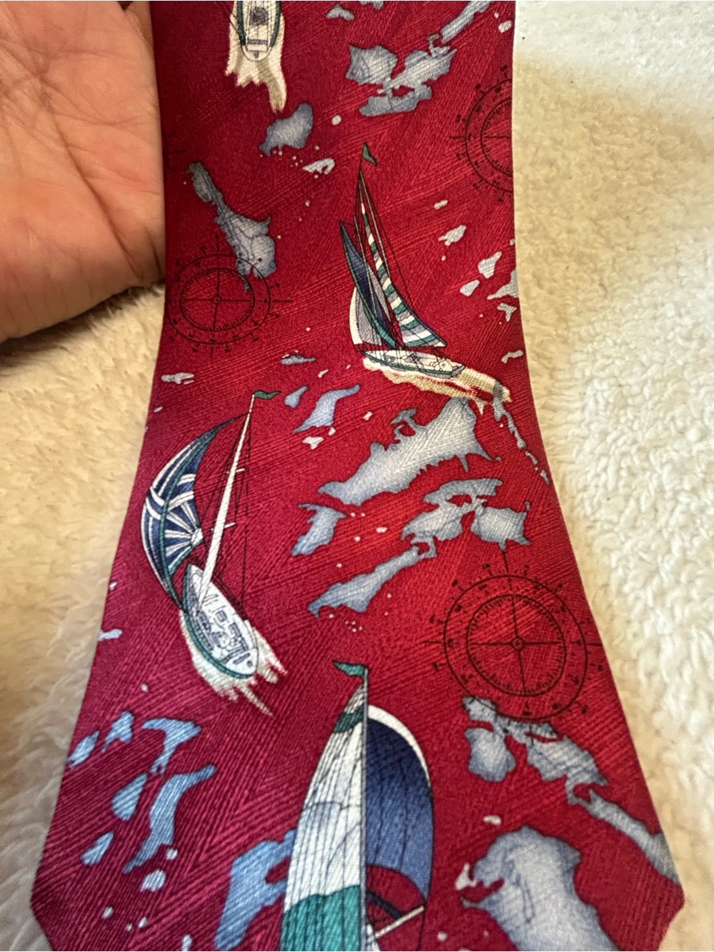 🎁3 for $30 - Red Nautical Sailboat Necktie
